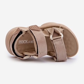 Sandali da bambino con chiusura in velcro, Beige Orretta 2