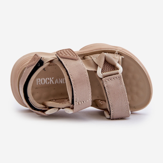 Sandali da bambino con chiusura in velcro, Beige Orretta 2
