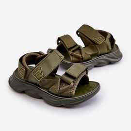 Sandali da bambino con chiusura in velcro, colore verde Orretta 1
