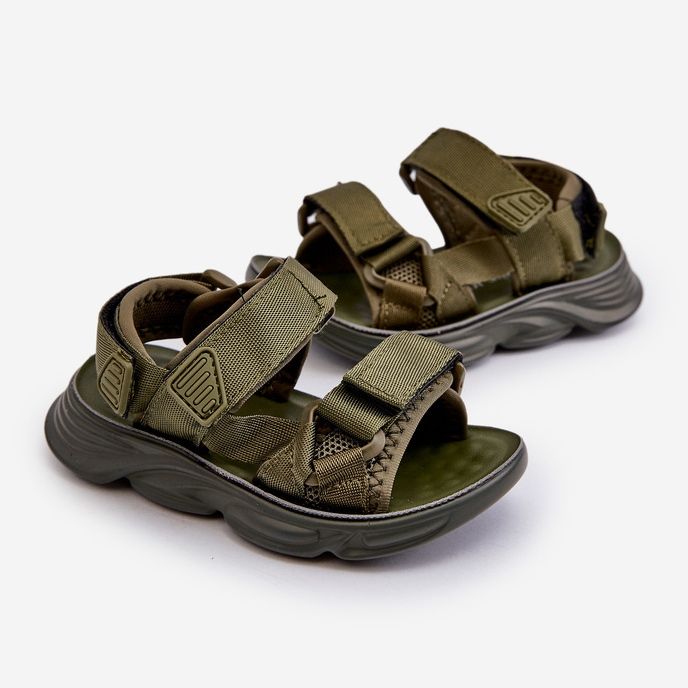 Sandali da bambino con chiusura in velcro, colore verde Orretta 1