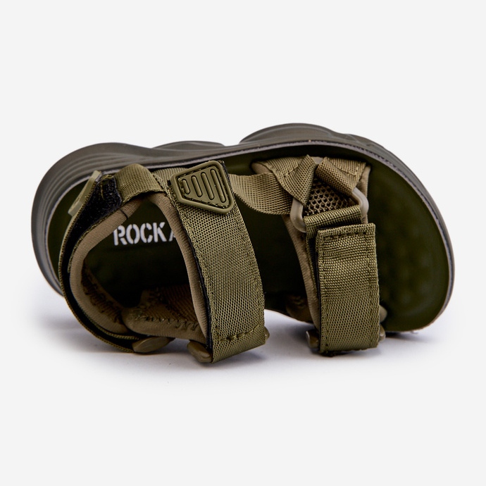 Sandali da bambino con chiusura in velcro, colore verde Orretta 2