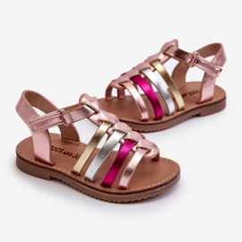 Sandali Gladiatore per Bambini Chiusura con Velcro, Radovia Multicolor rosa 2