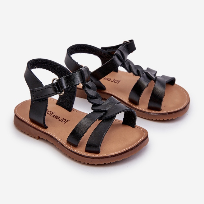 Sandali da bambino con chiusura in velcro, Nero, Sarniema 1