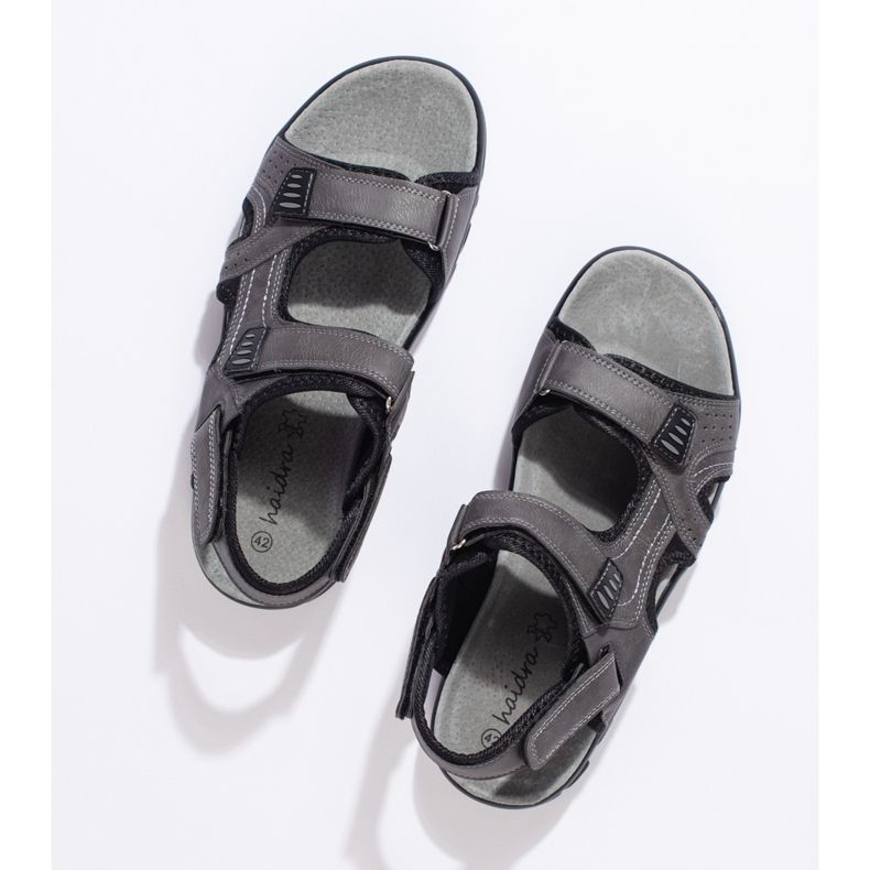 Sandali grigi da uomo con velcro grigio 1