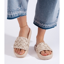 Pantofole intrecciate beige da donna 2