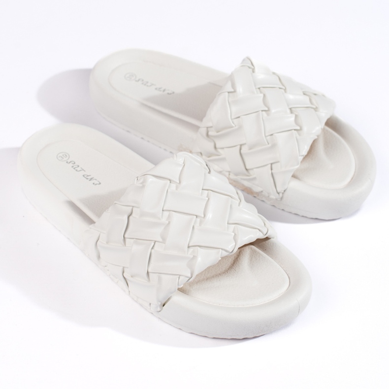 Pantofole intrecciate bianche da donna bianco 1