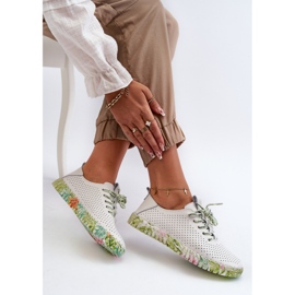 S.Barski Scarpe Stringate da Donna in Pelle Naturale, Farnalea Bianco 2
