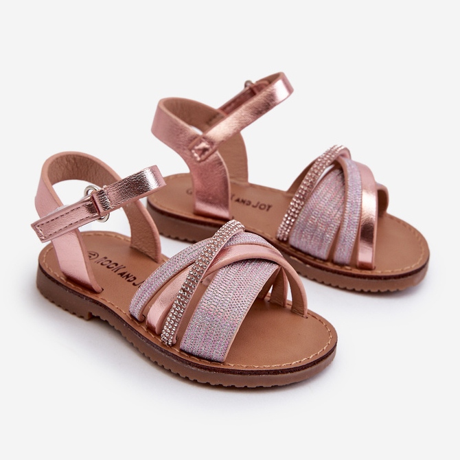 Sandali Velcro Da Bambino Lucidi, Delphina Rosa 1