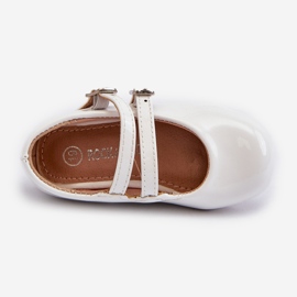 Ballerine da bambina in vernice con righe, bianco Margenis 2