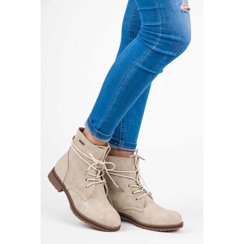 Juliet Stivaletti beige con tacco piatto 2