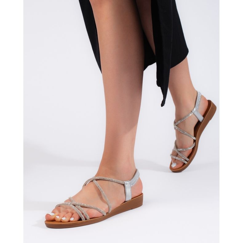 Sandali slip-on argento con zirconi 1