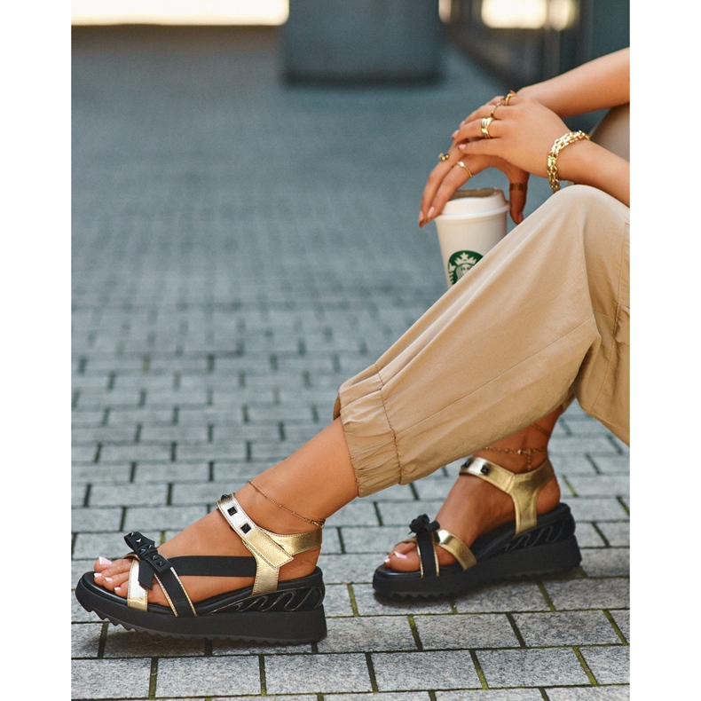 S.Barski Sandali Con Fiocco Da Donna D&amp;A CR956 Oro d'oro 1