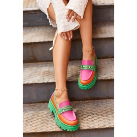 Mocassini in pelle da donna Zazoo 3476, verde multicolore 2