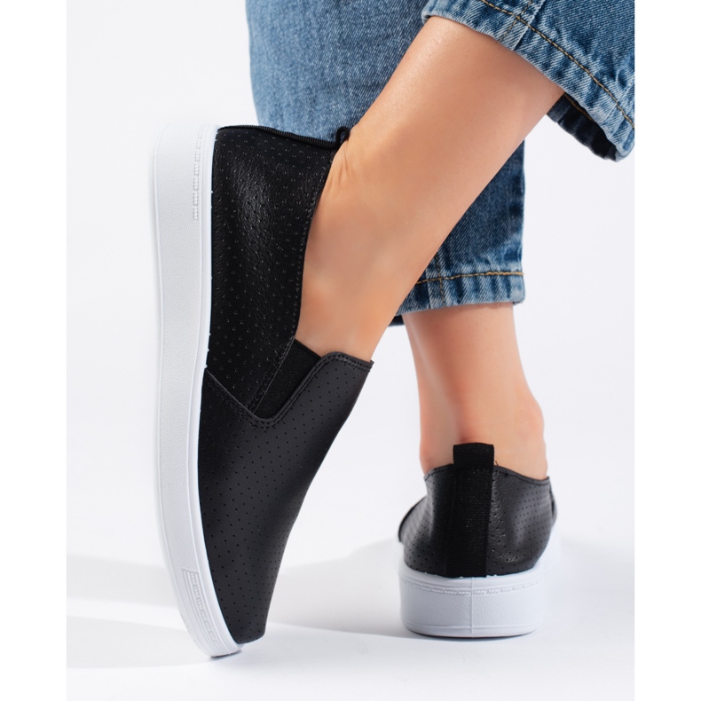 Scarpe slip-on nere traforate nero 2