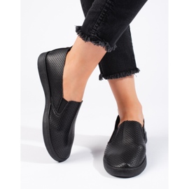 Slip-on da donna traforati, leggeri, neri nero 1