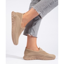 Sneakers da donna in tessuto marrone 2