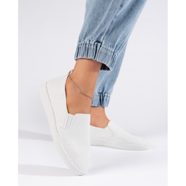 Traforata da donna, slip-on bianco chiaro bianca 1