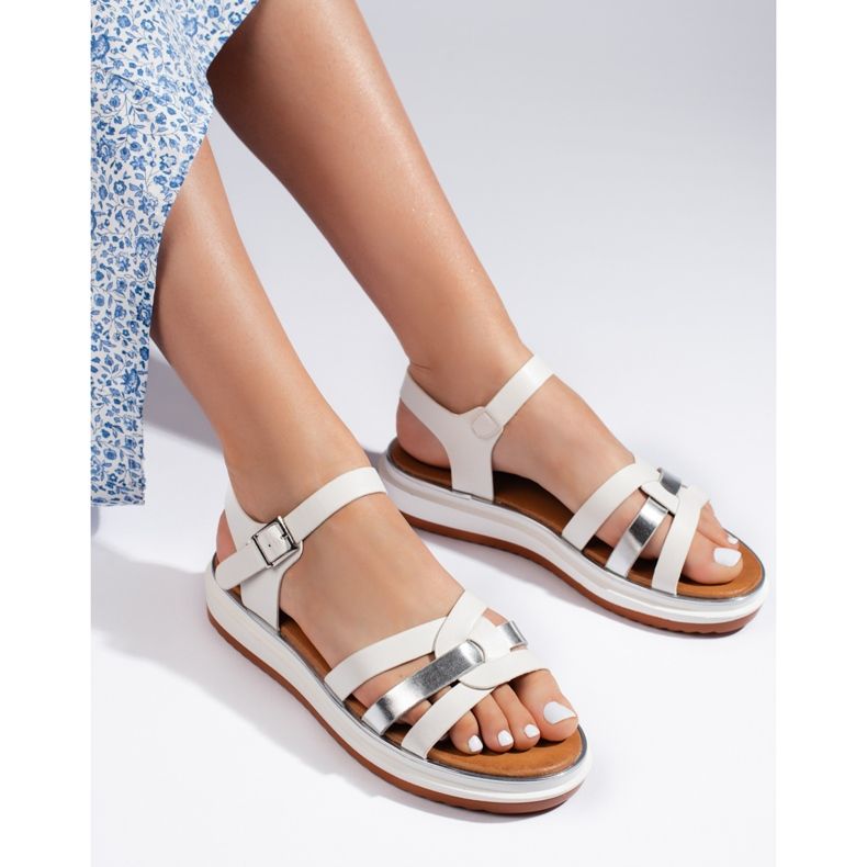 Sandali con plateau da donna bianchi bianco 1