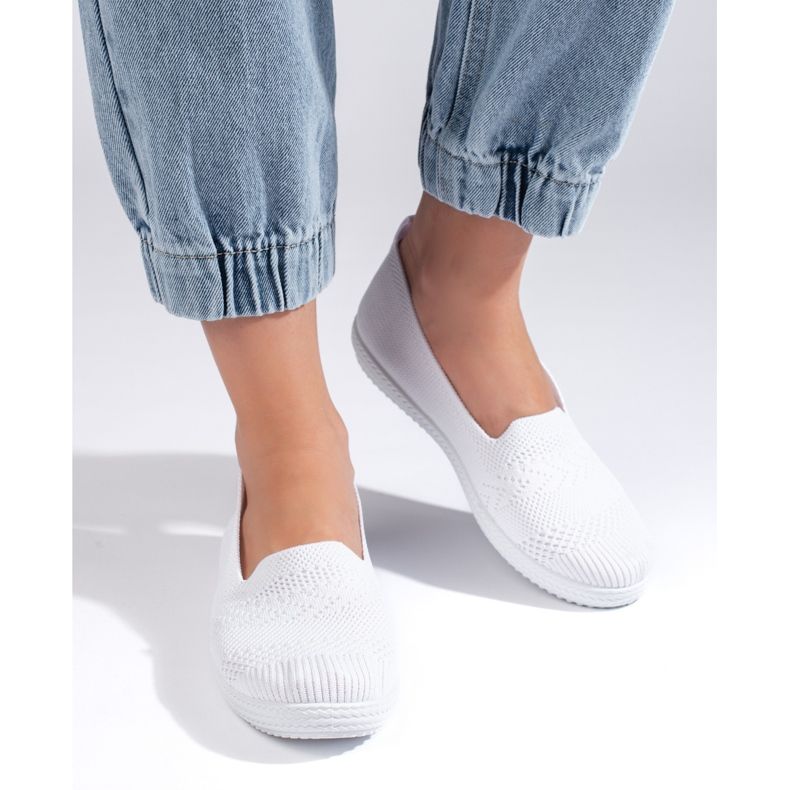 Slip-on da donna in tessuto bianco 1