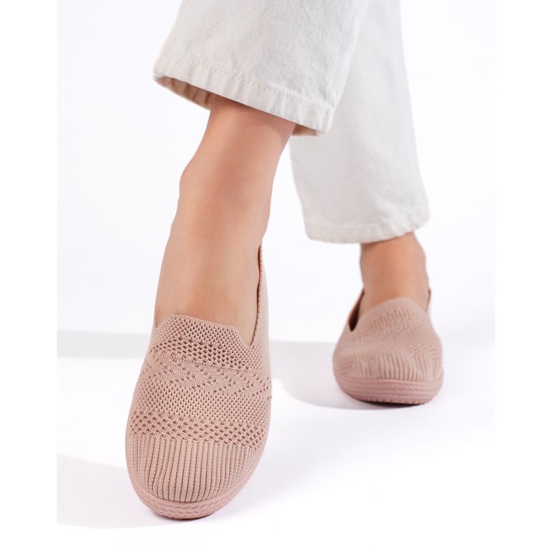 Slip-on da donna in tessuto rosa 1