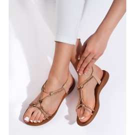 Sandali bassi glitterati beige 1