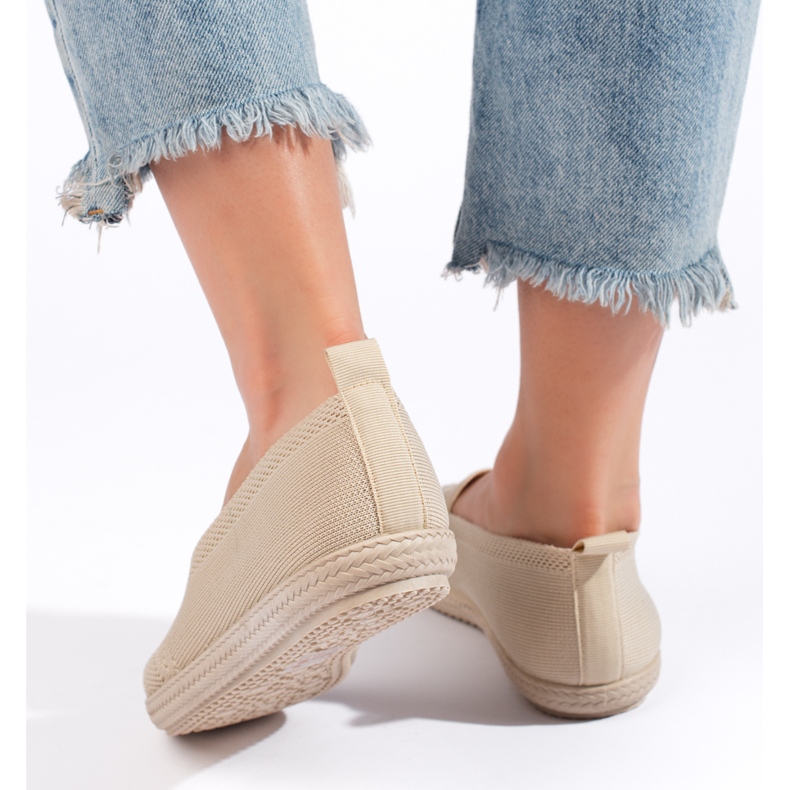Slip-on da donna in tessuto beige 2