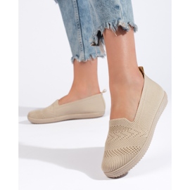 Slip-on da donna in tessuto beige 1