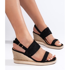 Sandali con zeppa da donna neri nero 1