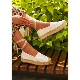 Espadrillas Da Donna Allacciate Su Plateau Con Treccia, Tailesse Bianco bianca 1