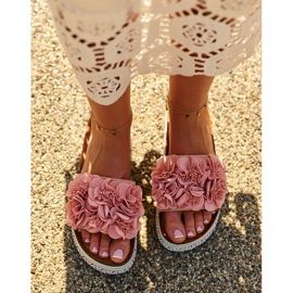 Infradito da donna con plateau decorato con fiori, colore rosa Nodina 1