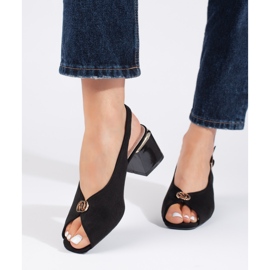 Eleganti sandali a tacco alto in camoscio nero 1