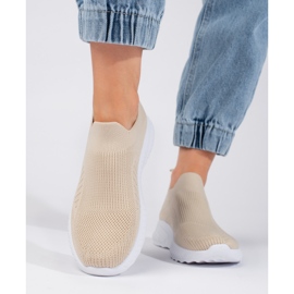 Scarpe sportive slip-on da donna beige 2