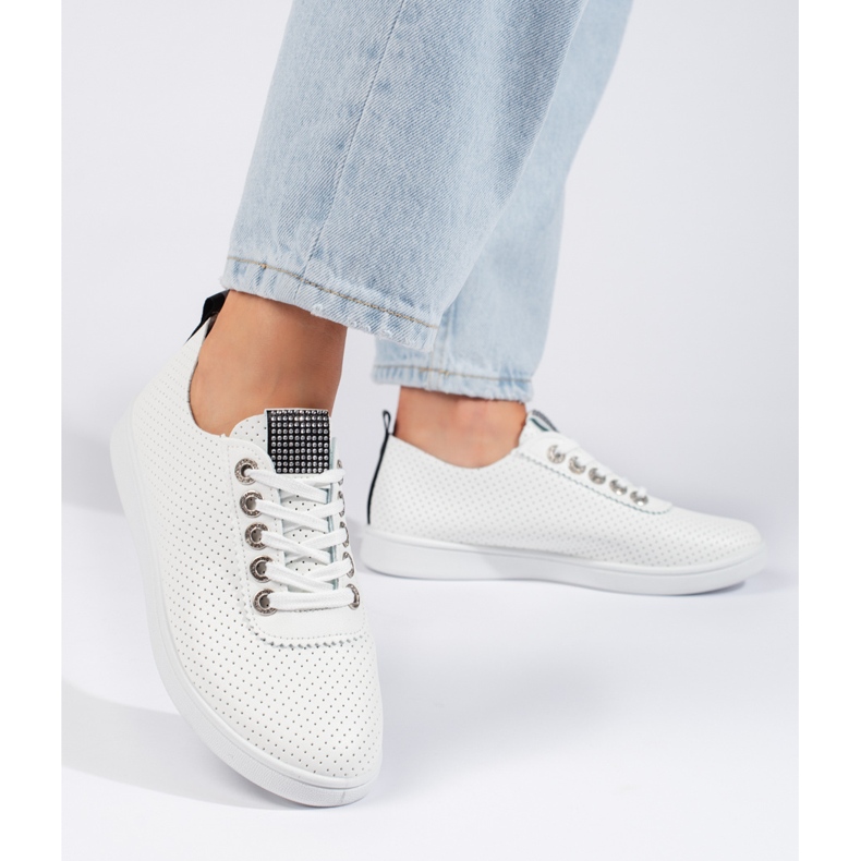 Sneakers da donna bianche traforate bianco 1