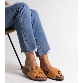 Pantofole marroni con zeppa Ghaza in sughero marrone 1