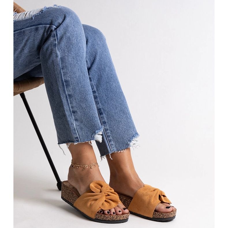 Pantofole marroni con zeppa Ghaza in sughero marrone 1