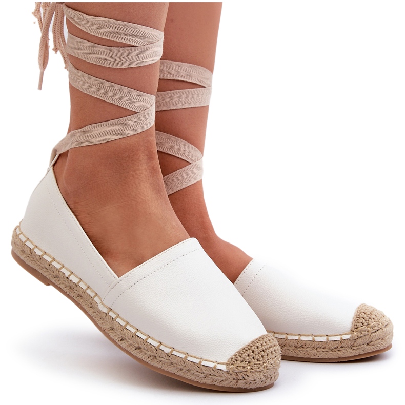 Bellucci Espadrillas Stringate In Eco Pelle, Bianco 4