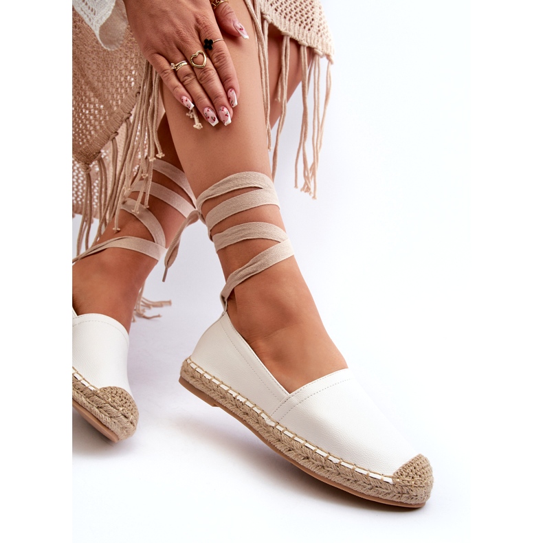 Bellucci Espadrillas Stringate In Eco Pelle, Bianco 3