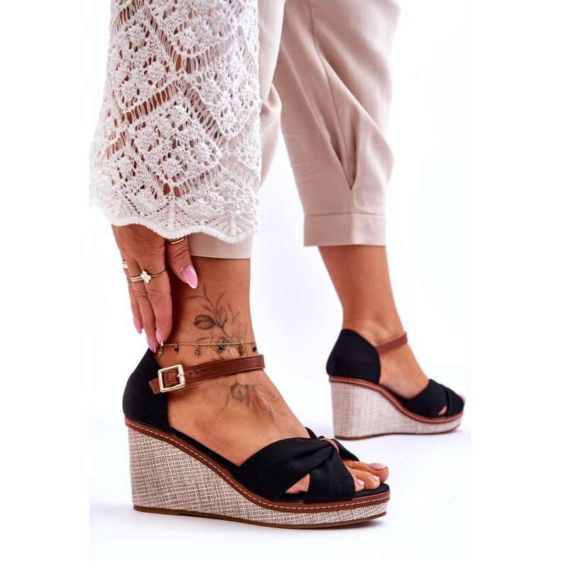 Sandali con zeppa da donna neri nero 3