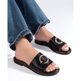 Infradito da donna nere con elemento decorativo nero 1