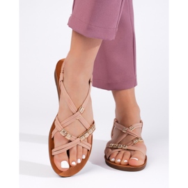 Sandali slip-on bianchi con cinturini intrecciati rosa 1