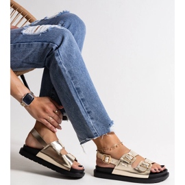 Sandali Bashera con plateau color oro d'oro 1