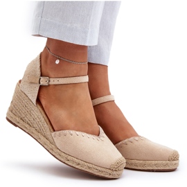 Sandali con zeppa espadrillas in pelle scamosciata con treccia Raylin beige 3