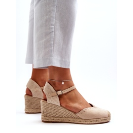 Sandali con zeppa espadrillas in pelle scamosciata con treccia Raylin beige 2