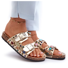 Infradito Da Donna Decorate Con Fibbie S.Barski MY121 Oro d'oro 5