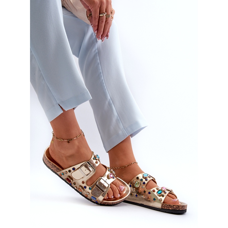 Infradito Da Donna Decorate Con Fibbie S.Barski MY121 Oro d'oro 4