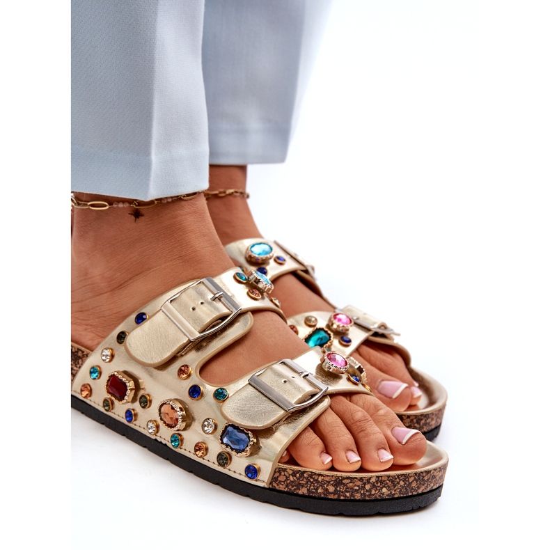 Infradito Da Donna Decorate Con Fibbie S.Barski MY121 Oro d'oro 3