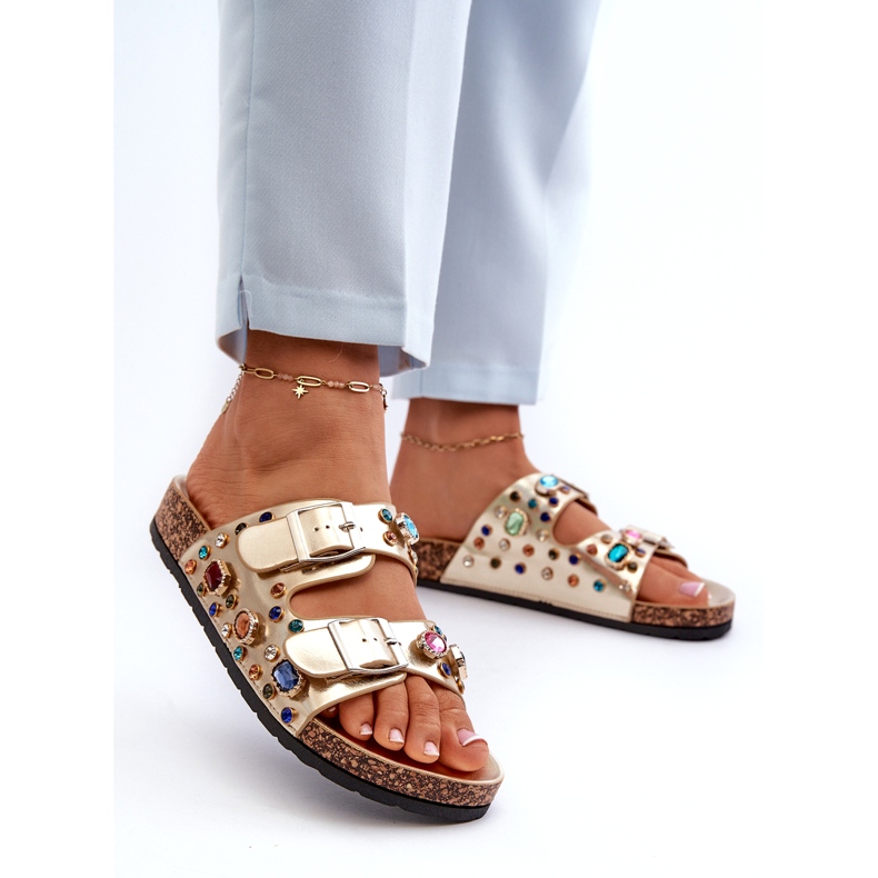 Infradito Da Donna Decorate Con Fibbie S.Barski MY121 Oro d'oro 1