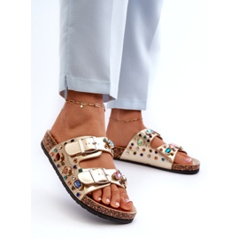 Infradito Da Donna Decorate Con Fibbie S.Barski MY121 Oro d'oro 2