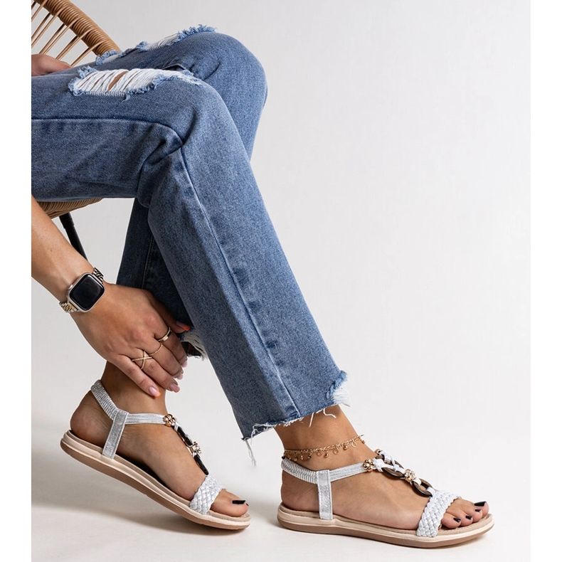 Sandali intrecciati argento Izodora d'argento 1