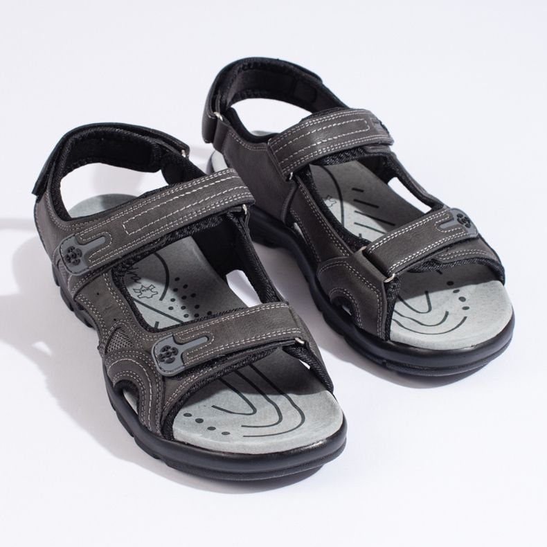 Sandali sportivi da uomo con velcro grigio 1